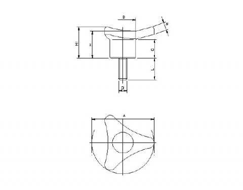 Sterngriff 3P P - Technische Zeichnung | Kuala Kunststofftechnik GmbH